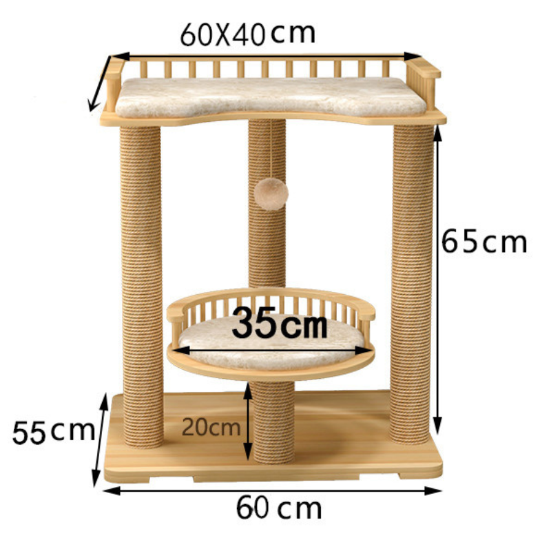 Double Layer Solid Wood Cat Tree 