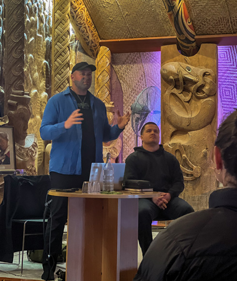 Matekitātahi and Matangireia facilitating a kōrero on Māori architecture