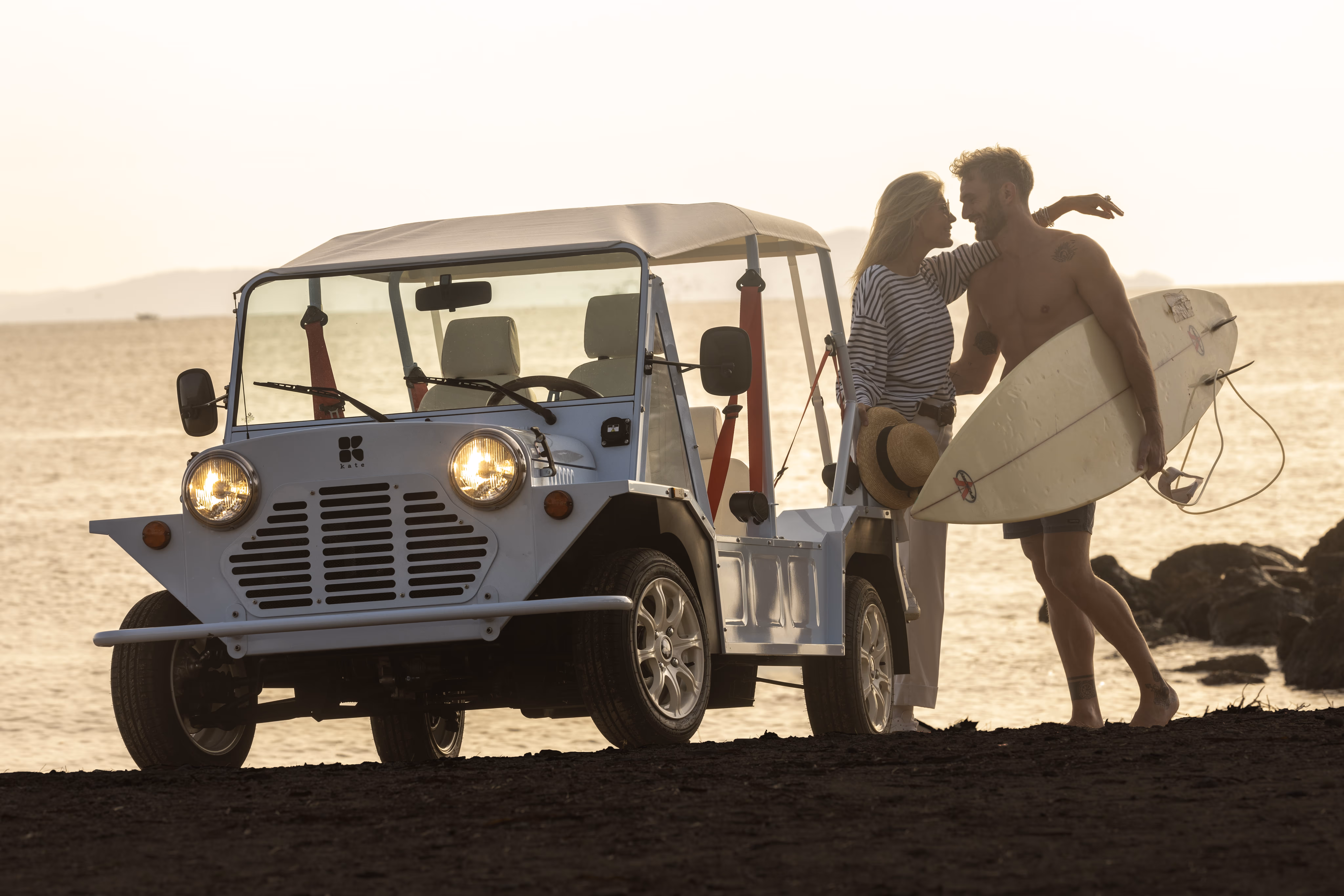 Kate is a Mini Moke Electric Beach Car produce in France 
