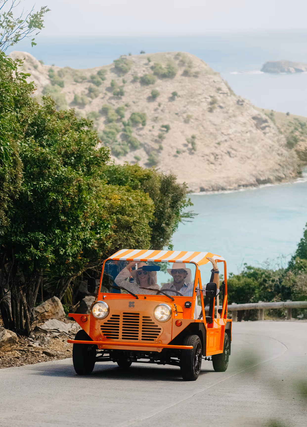 Kate Mini Moke Electric Beach Car on peak at Saint Barthelemy