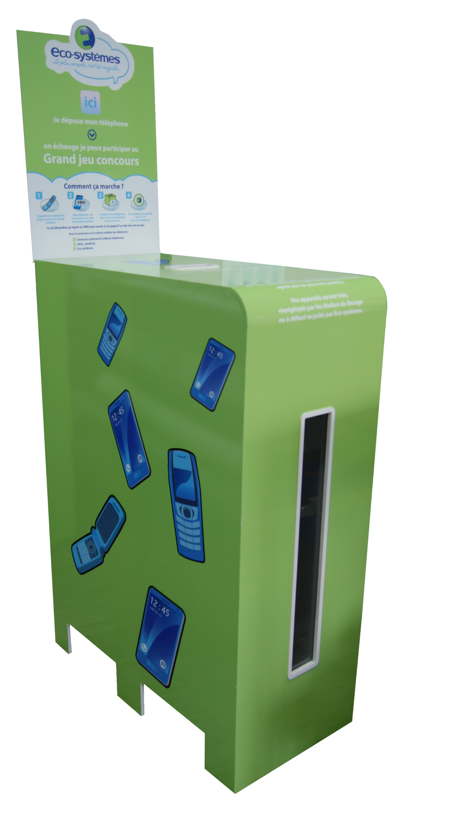 Borne de recyclage en PVC avec marquages adhésifs pour les entreprises et les collectivités 