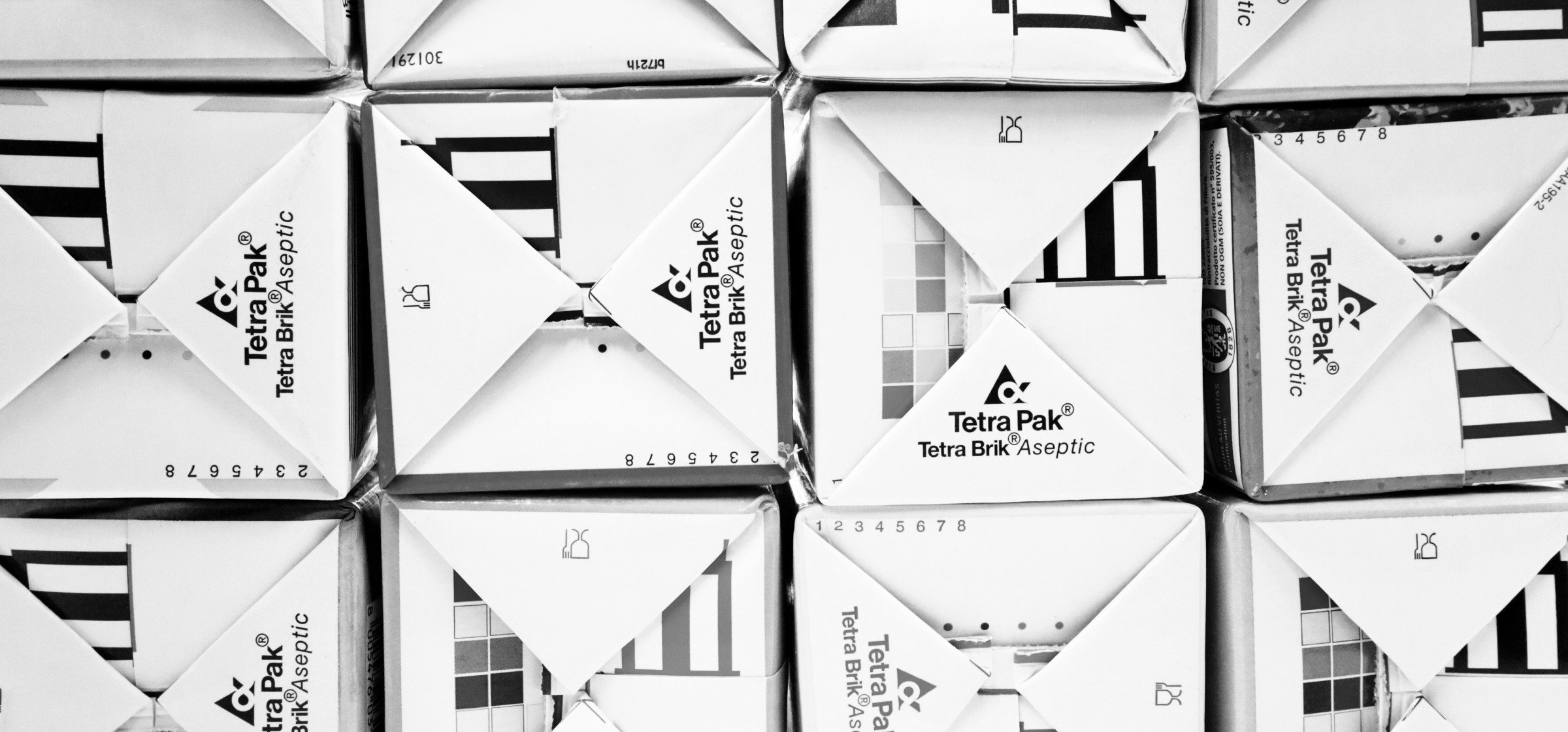 A stack of Tetra Pak boxes arranged neatly on top of each other.