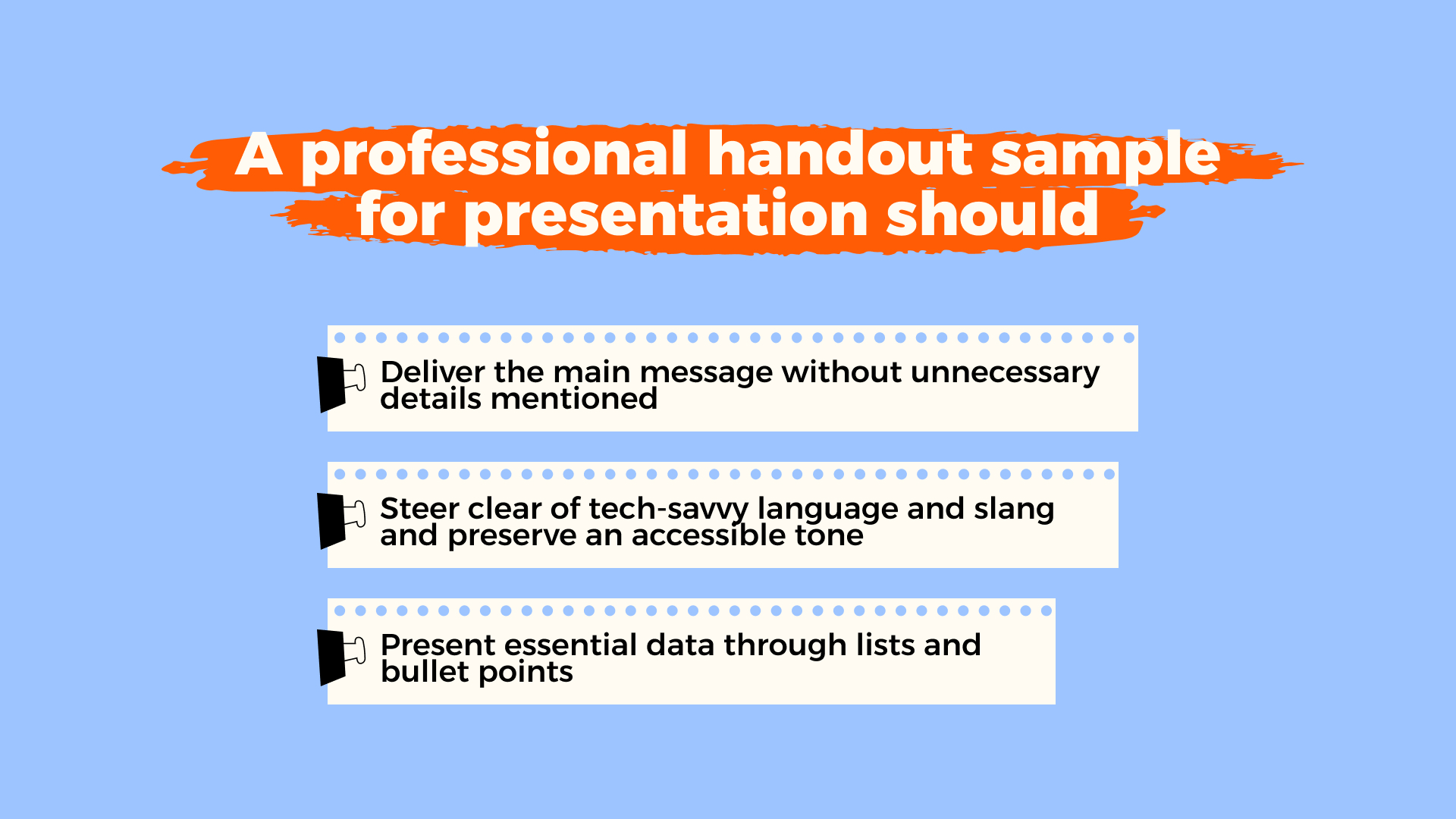 handouts should be used at the beginning of a presentation