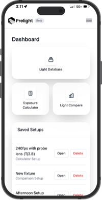 Prelight.app on iOS device.