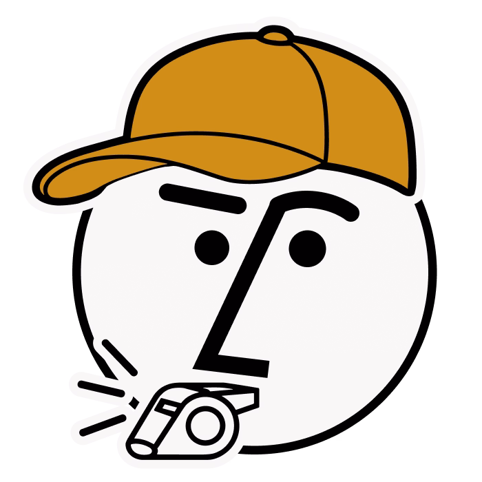Agent OS character, a circular character face wearing a yellow cap with a whistle
