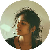 Testimonial picture showing a young Indian girl looking to the side
