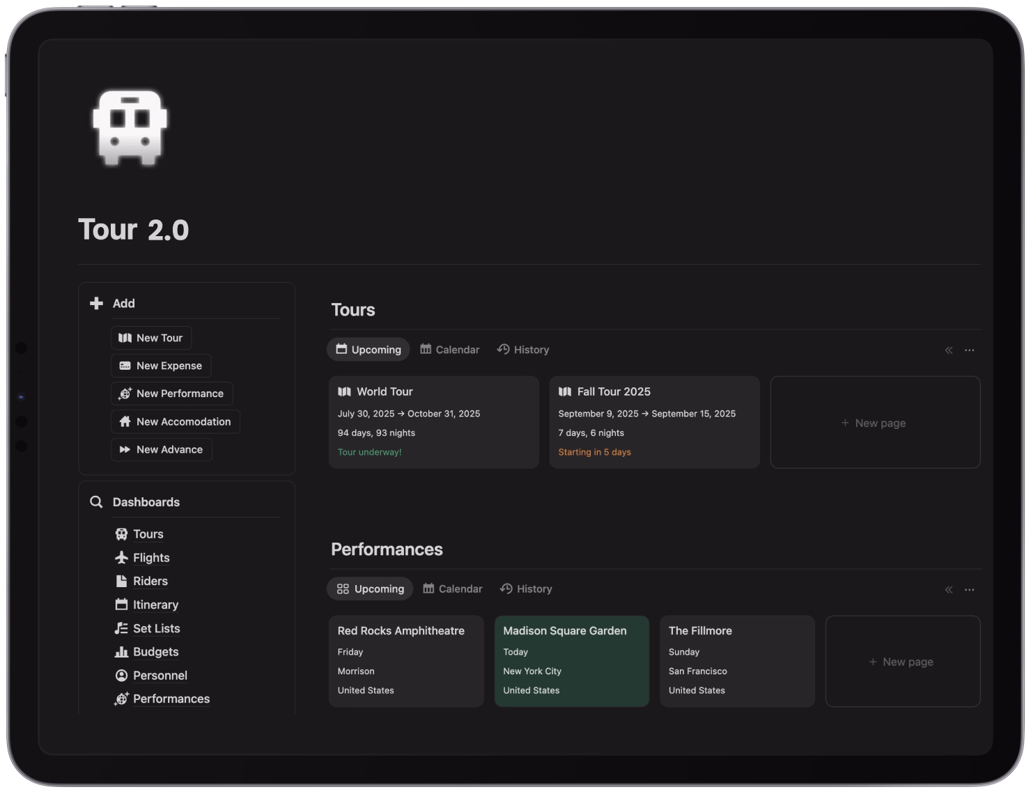 A iPad mock showing the Tor 2.0 Notion template by ThorneLabs