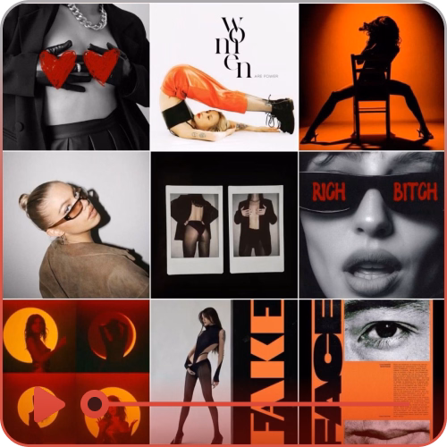 A collage of fashion, typography, and photography exploring bold feminine energy through ThorneLabs visual branding.