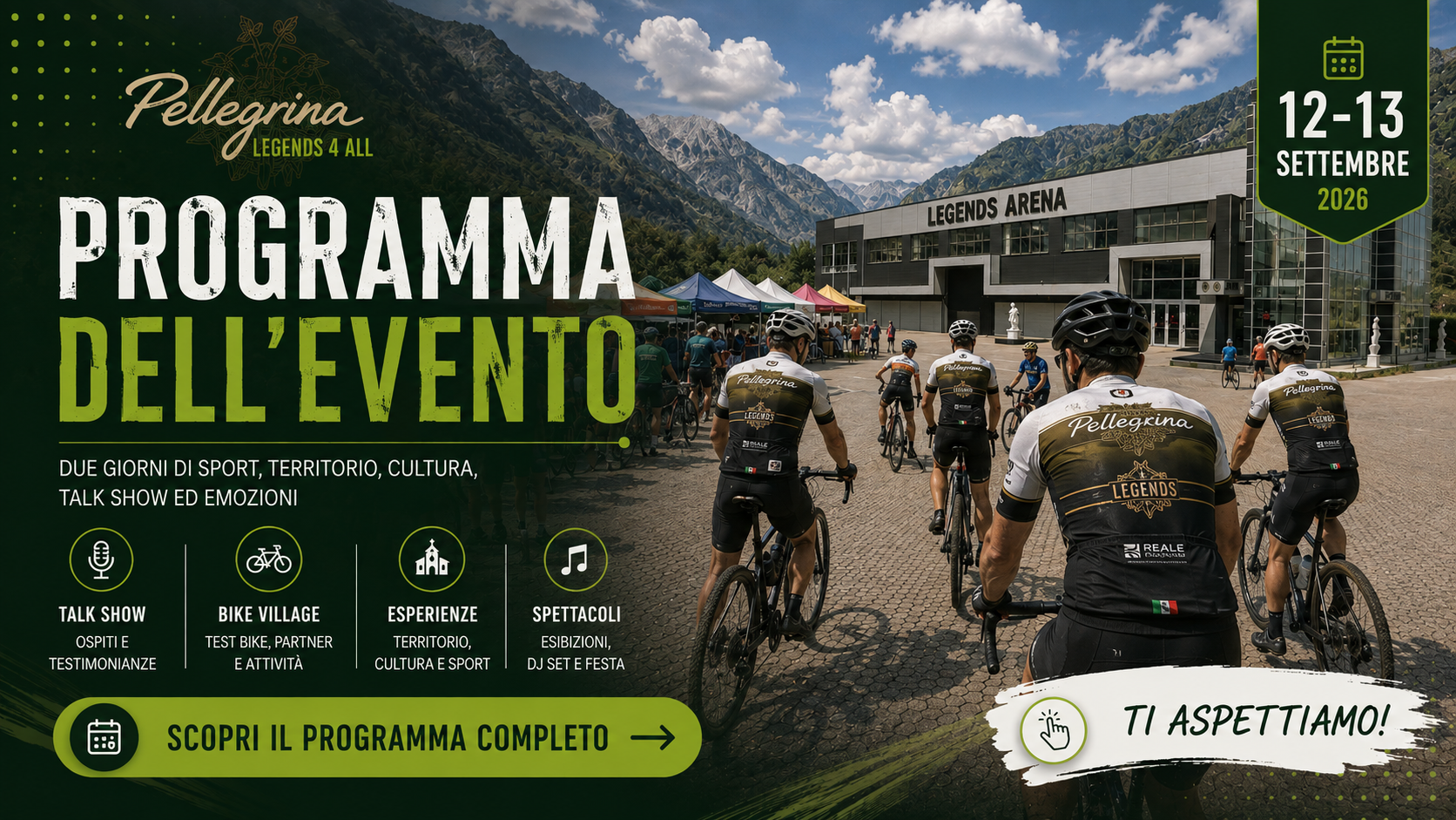 Programma dell'evento Pellegrina Legends 4 All - 12 e 13 settembre 2026