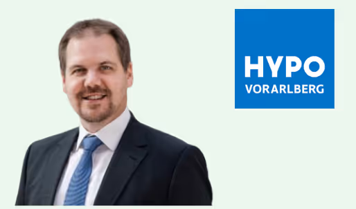 A portrait of Philipp Hämerle and the Hypo Vorarlberg logo