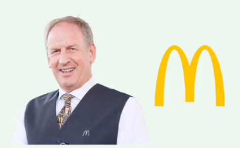 A portrait of Loek Versluis and the McDonalds logo