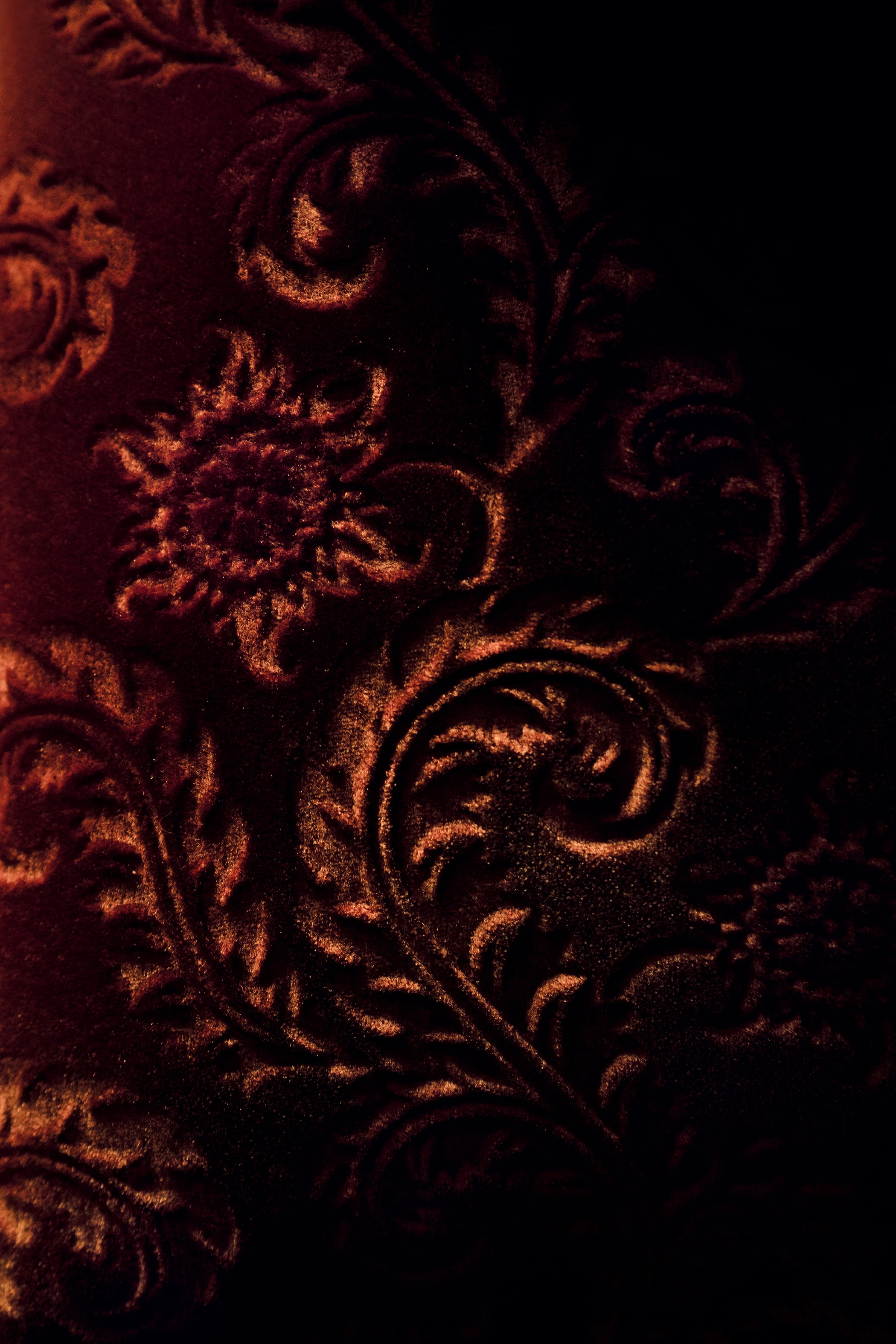 Étoffe de velours rouge photographiée en gros plan