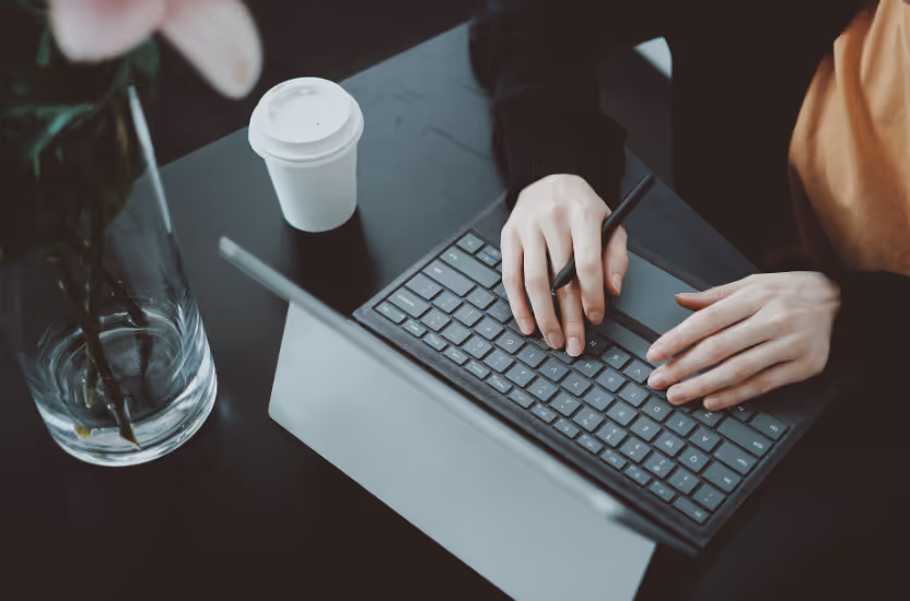 Person working on a laptop
