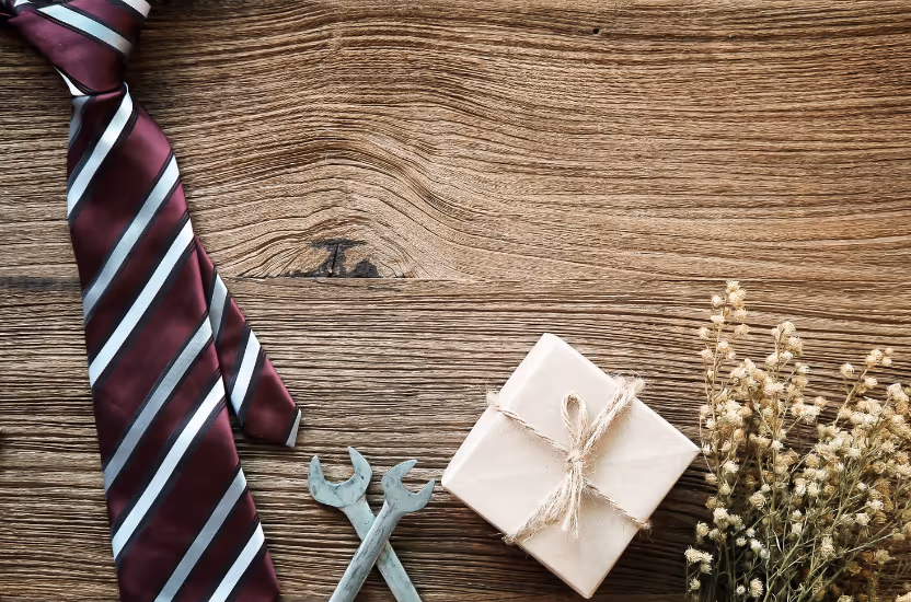 Neck tie laid out on a table
