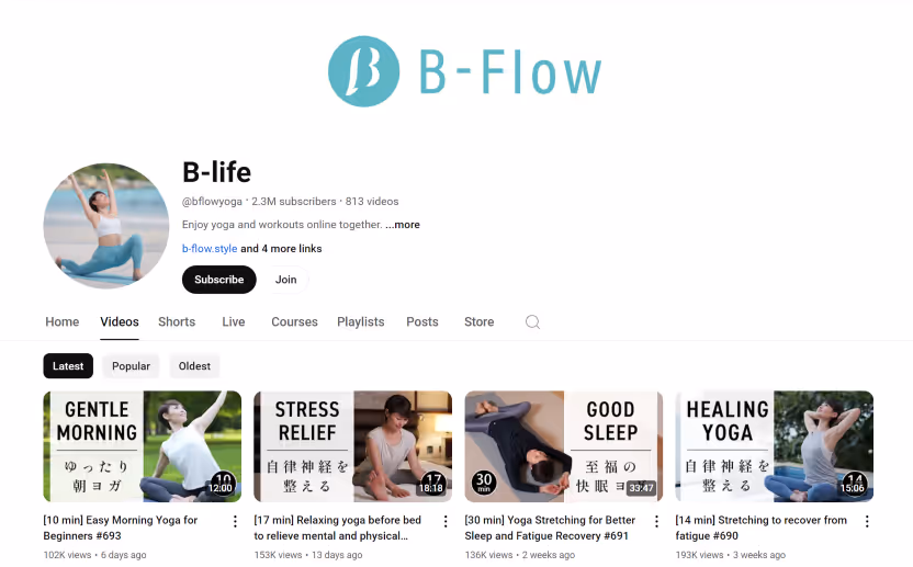 Popular Yoga Channels: B-Flow
