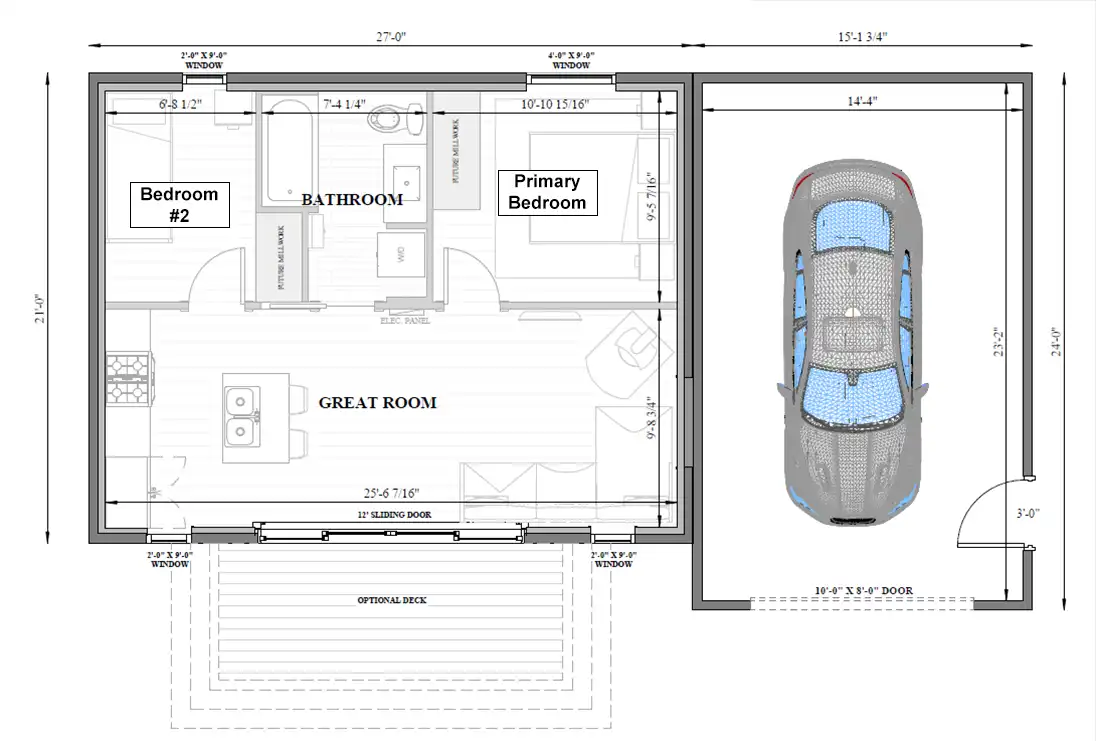 The Stanford + Garage Right Two Bedroom Floorplan