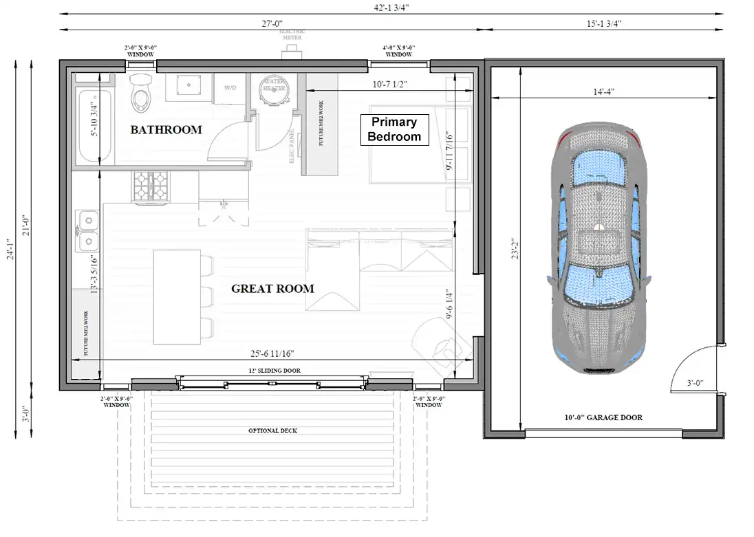 The Stanford + Garage Right One Bedroom Floorplan