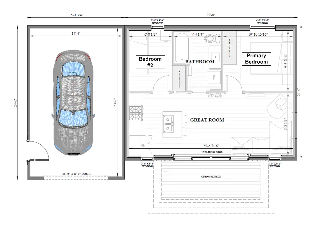 The Stanford + Garage Left Two Bedroom Floorplan