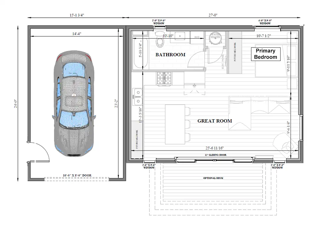 The Stanford + Garage Left One Bedroom Floorplan