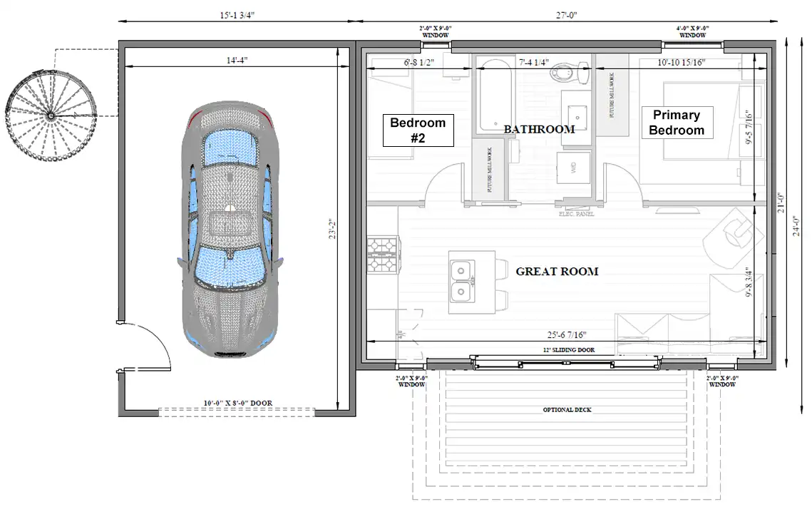 The Stanford + Garage + Bonavista Left Two Bedroom Floorplan