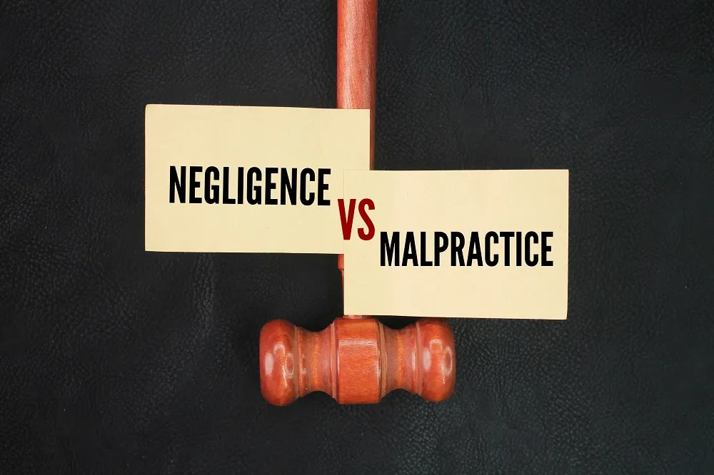difference between negligence and malpractice