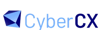 CyberCX logo featuring a blue geometric shape to the left of the word 'CyberCX' in gradient blue text.