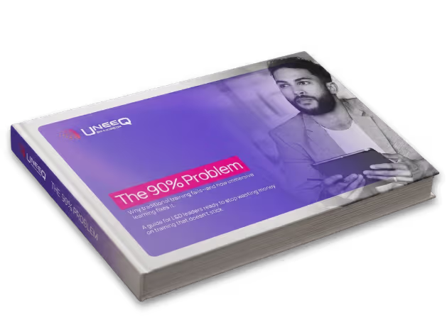 UneeQ's Immersive Learning ebook — a guide to improving learning and development through AI roleplay.