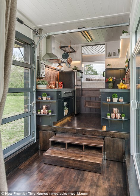 The tiny properties, which are completely mobile as they are built inside a trailer, have completely custom features