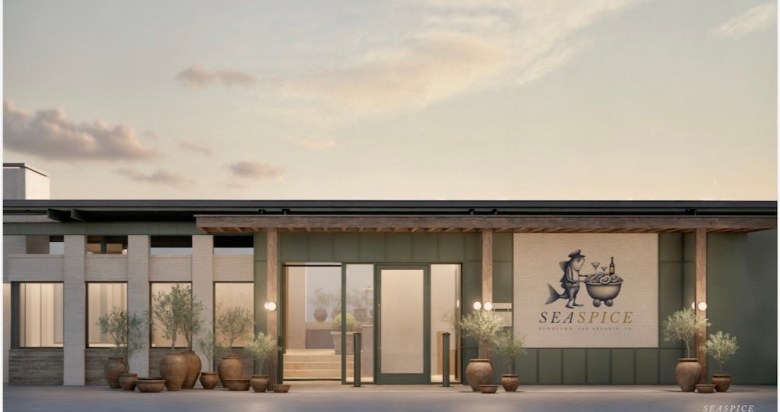 A rendering shows the exterior of SeaSpice, located at the top of the Jefferson Building.