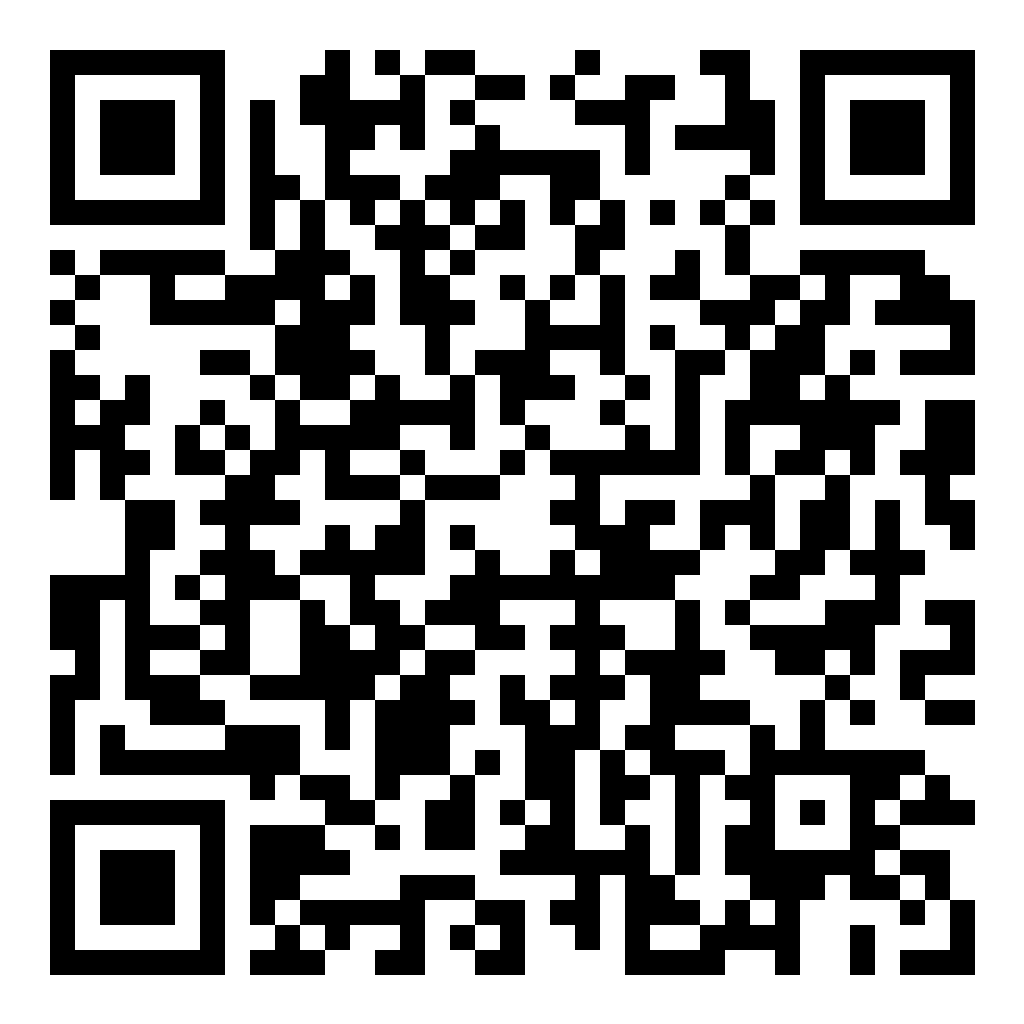 Square black and white QR code with three square markers in corners.