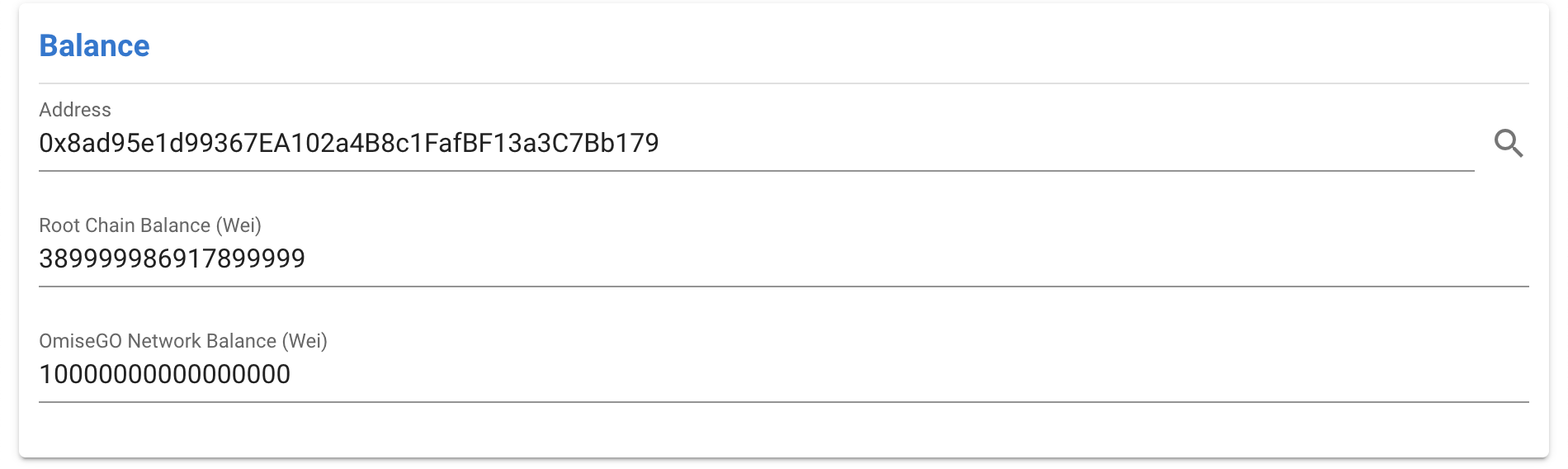 Ether deposit reflected in balance