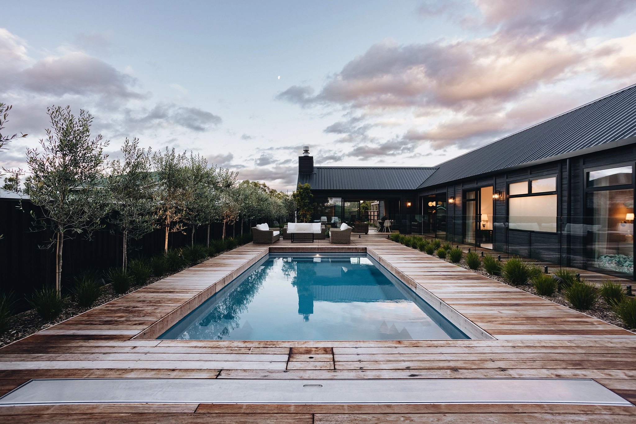 Architect-designed home with rich wooden flooring