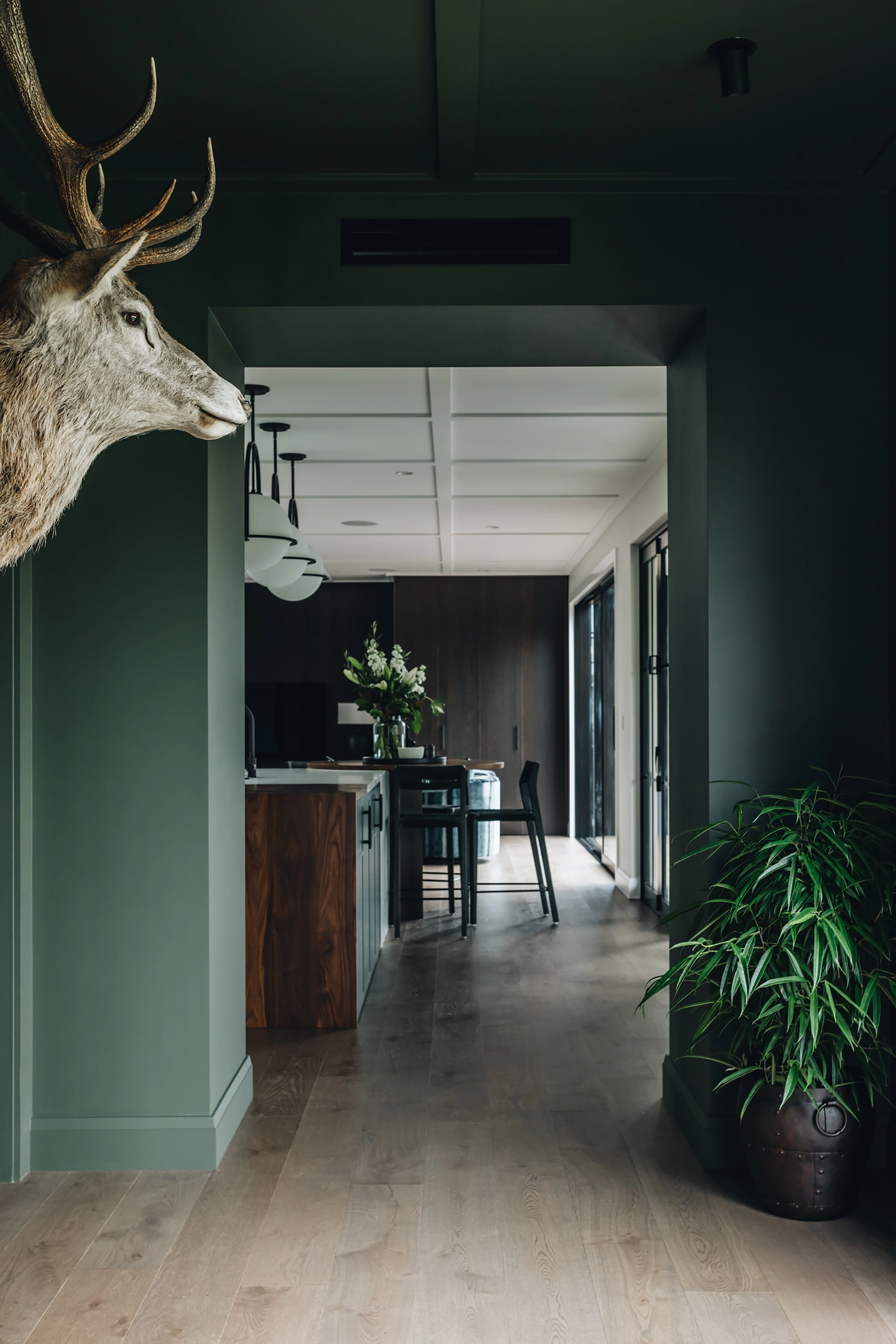 Timber floors grounding the central spine of the home