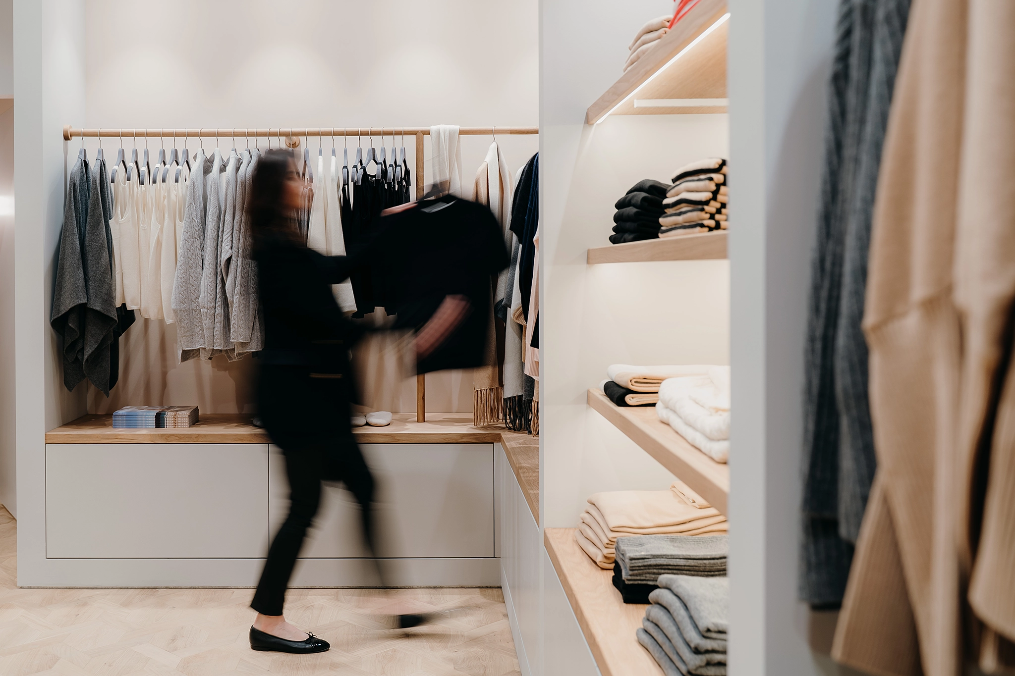 Elle + Riley project highlighting high-quality timber flooring in an Auckland retail store.