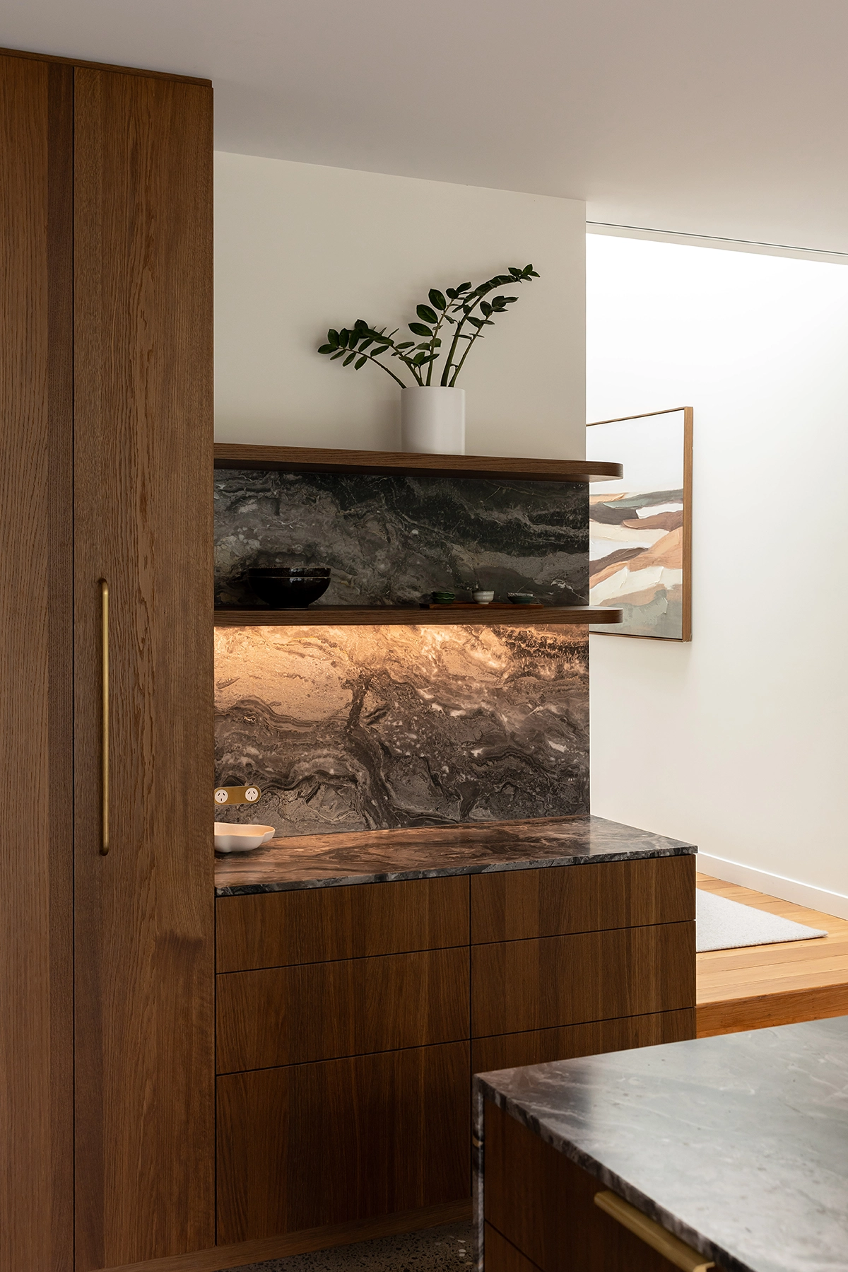 Natural smoked oak veneer cupboards