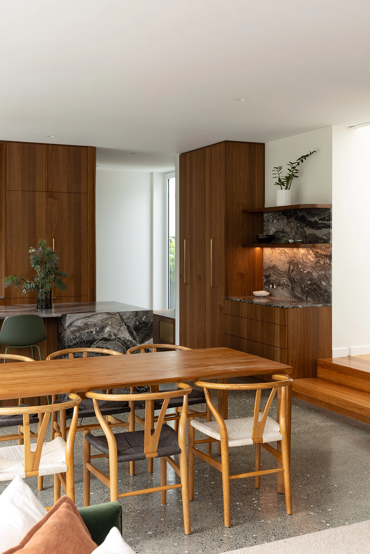 family kitchen made with smoked oak timber joinery