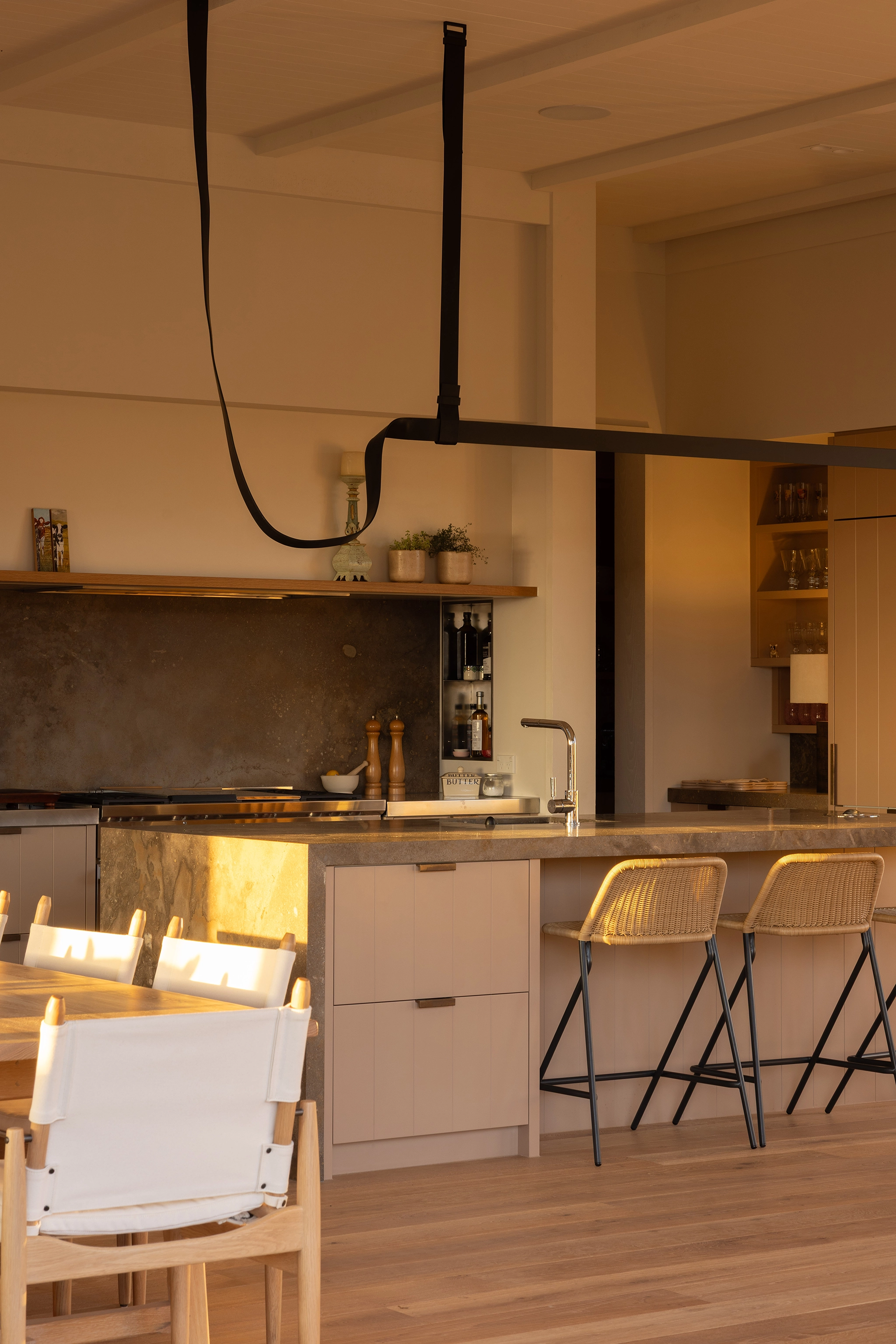 Warm light timber flooring with textured surface