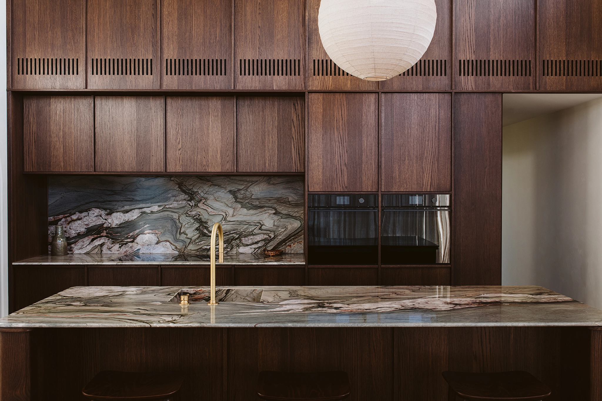 European oak timber veneer kitchen joinery