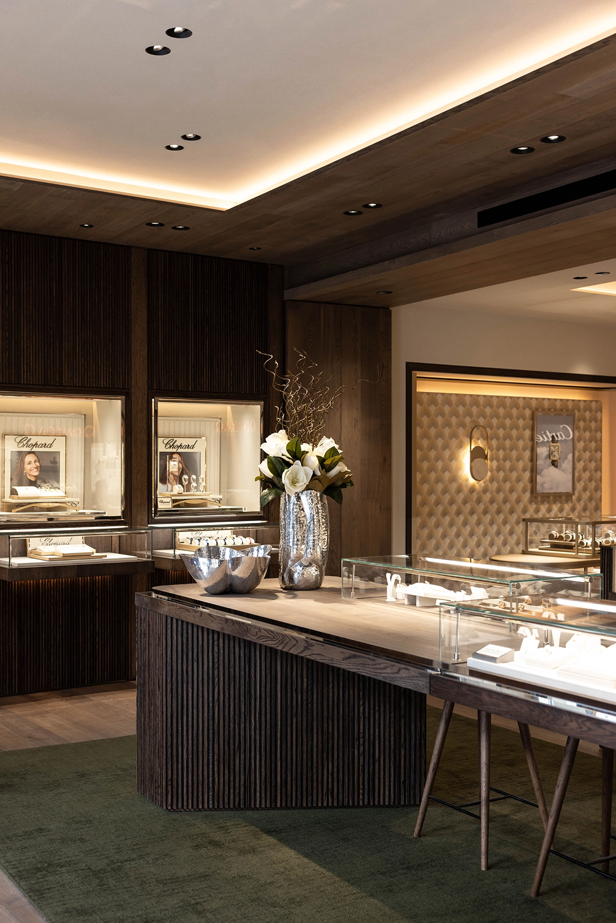 Timber flooring and walls in a commercial retail environment