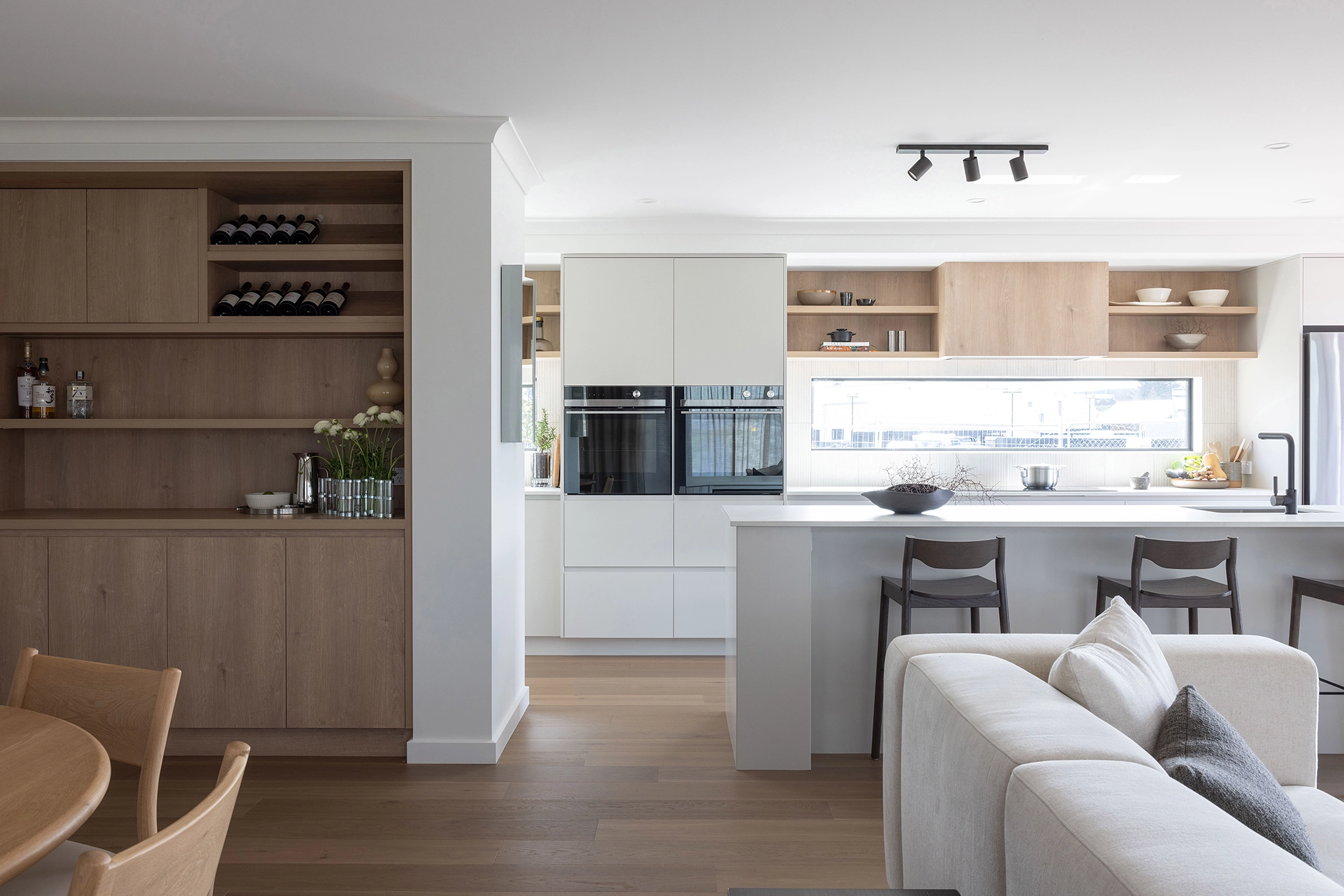 Smoked oak timber floor in Pure Homes showhome
