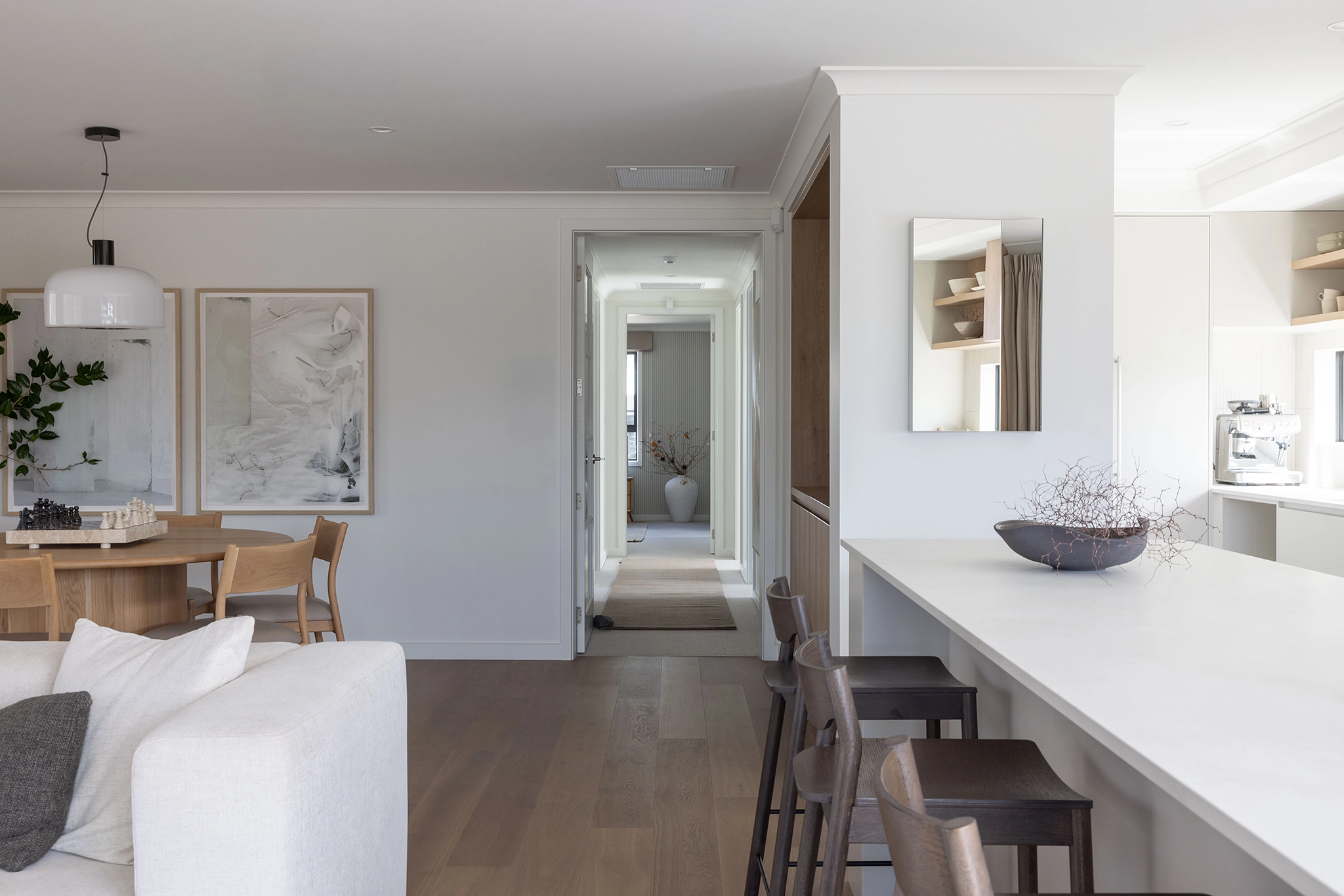 Modern living space with timber flooring