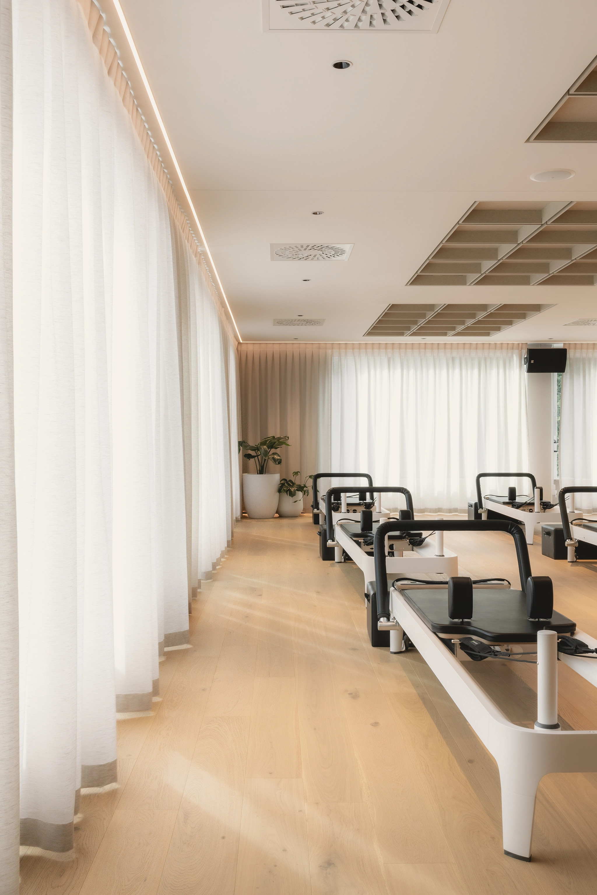 Les Mills Newmarket studio with natural wood flooring