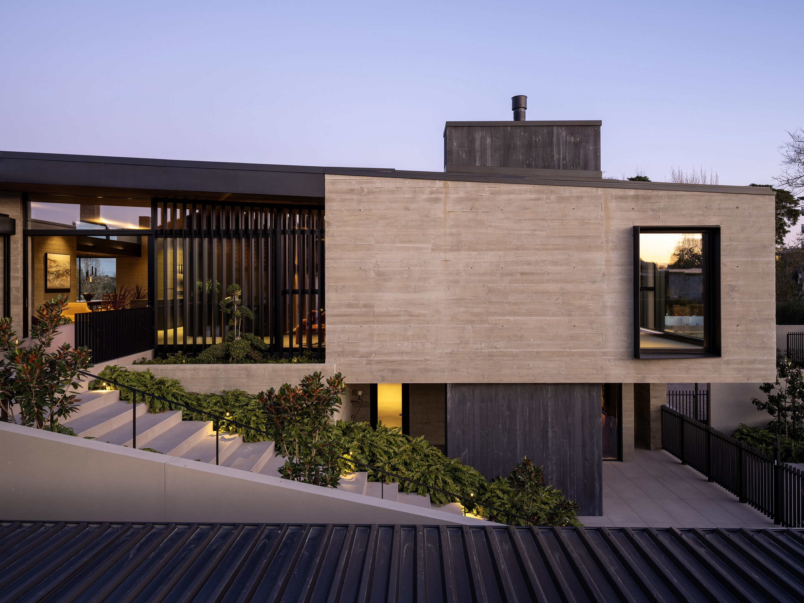 Dark oak timber panels adding texture to luxury home