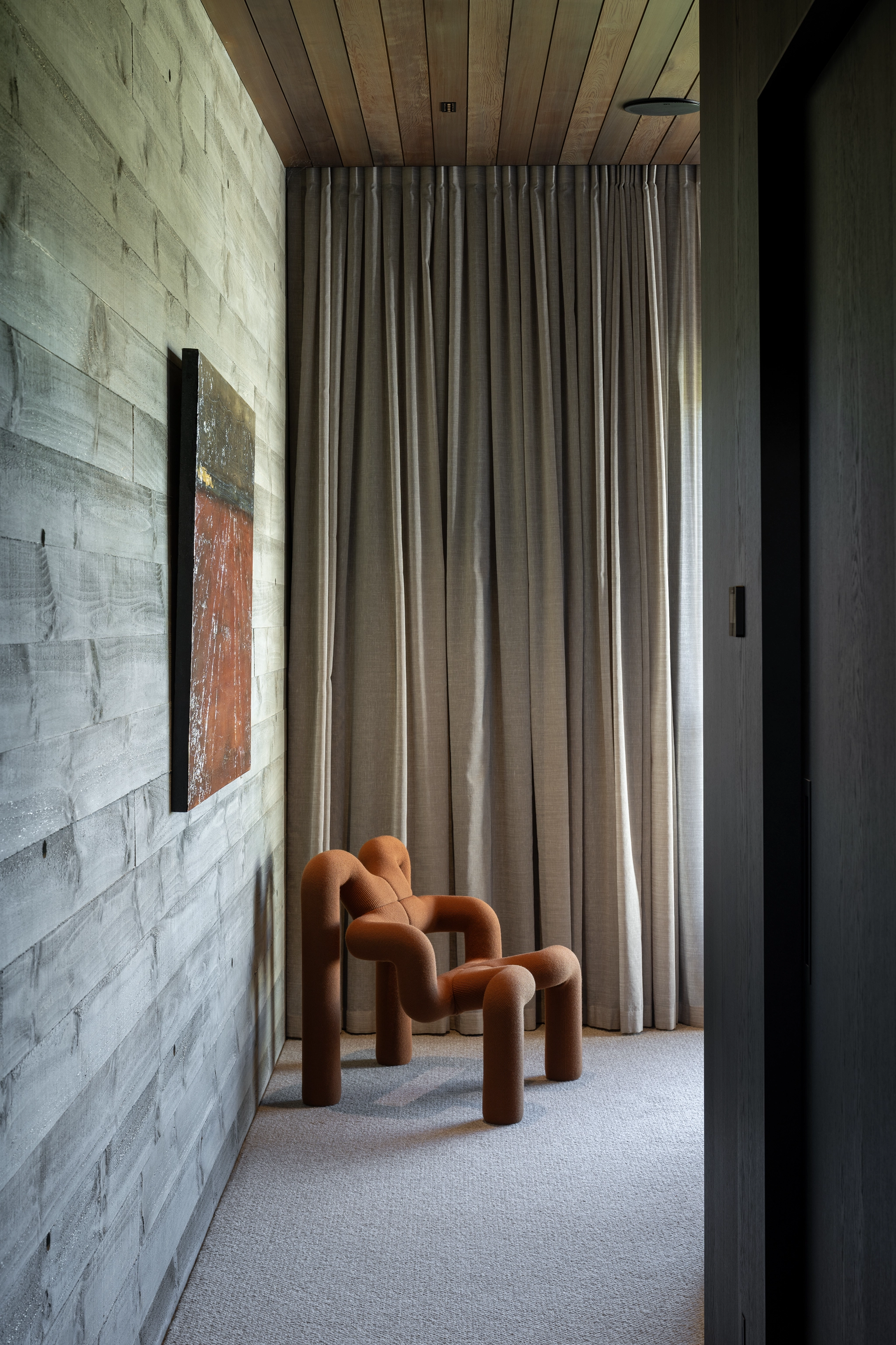 Timber veneer wall panels providing warmth and balance