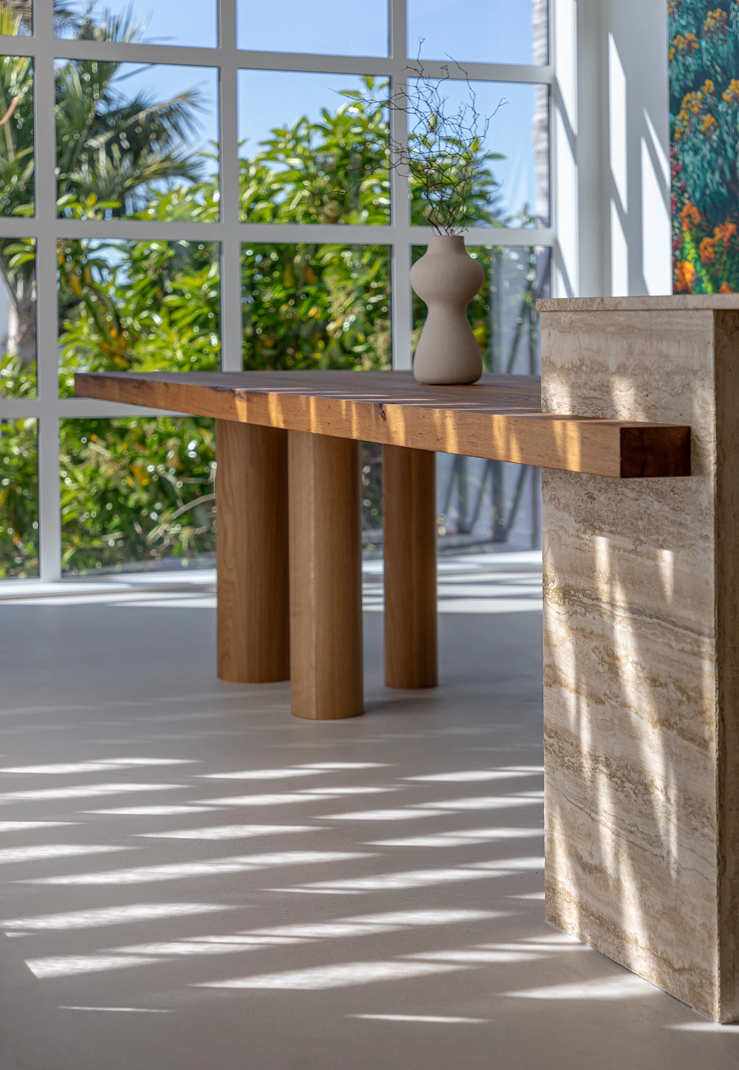 Light, airy kitchen design with natural materials and hidden storage