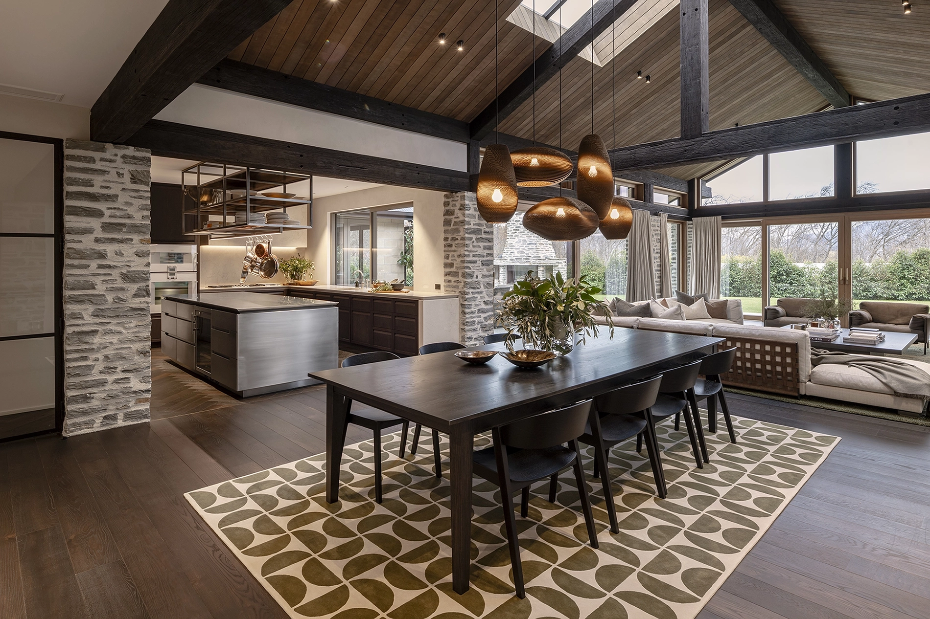 Central Otago home featuring dark brown timber flooring