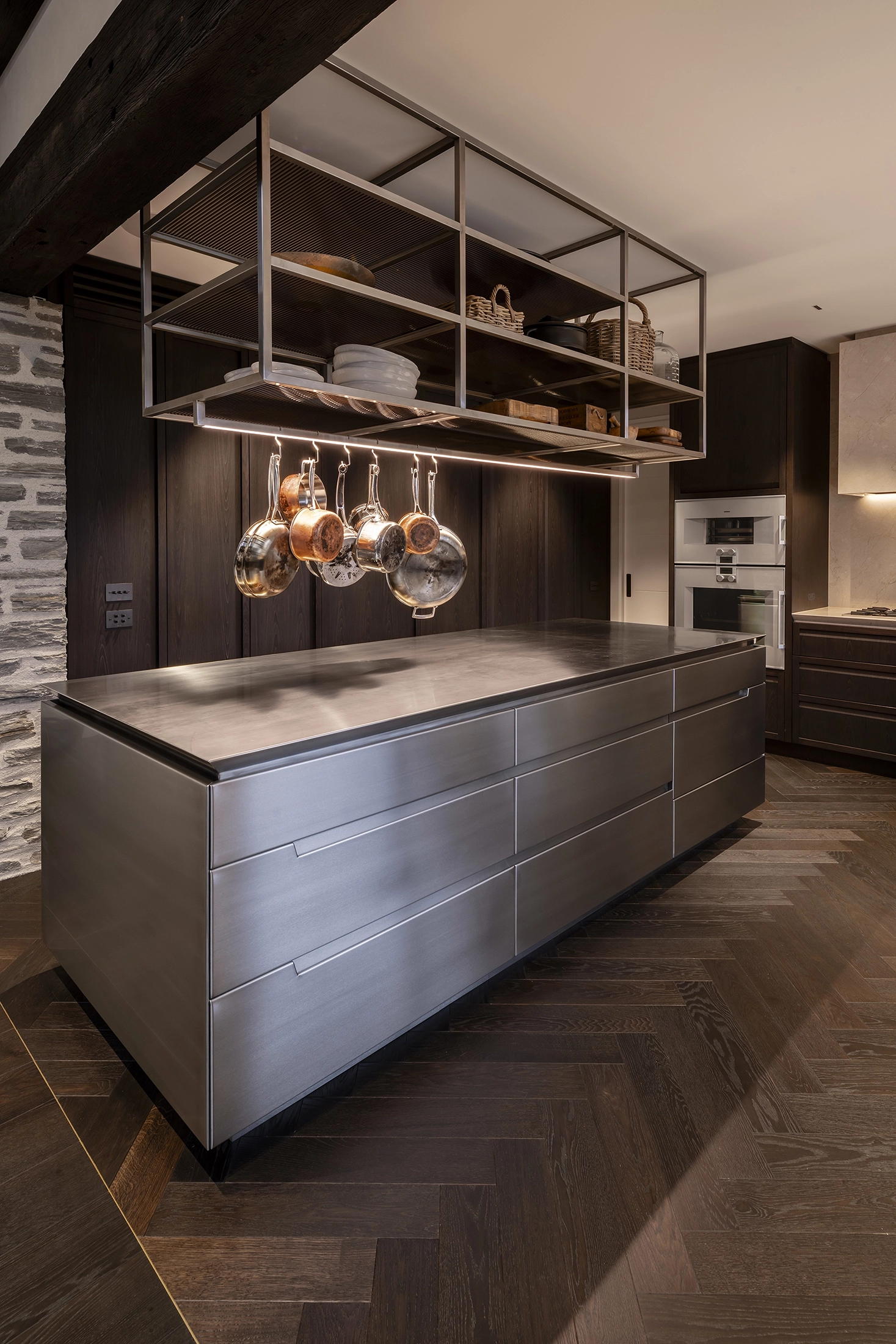 alpine kitchen featuring natural light and timber flooring