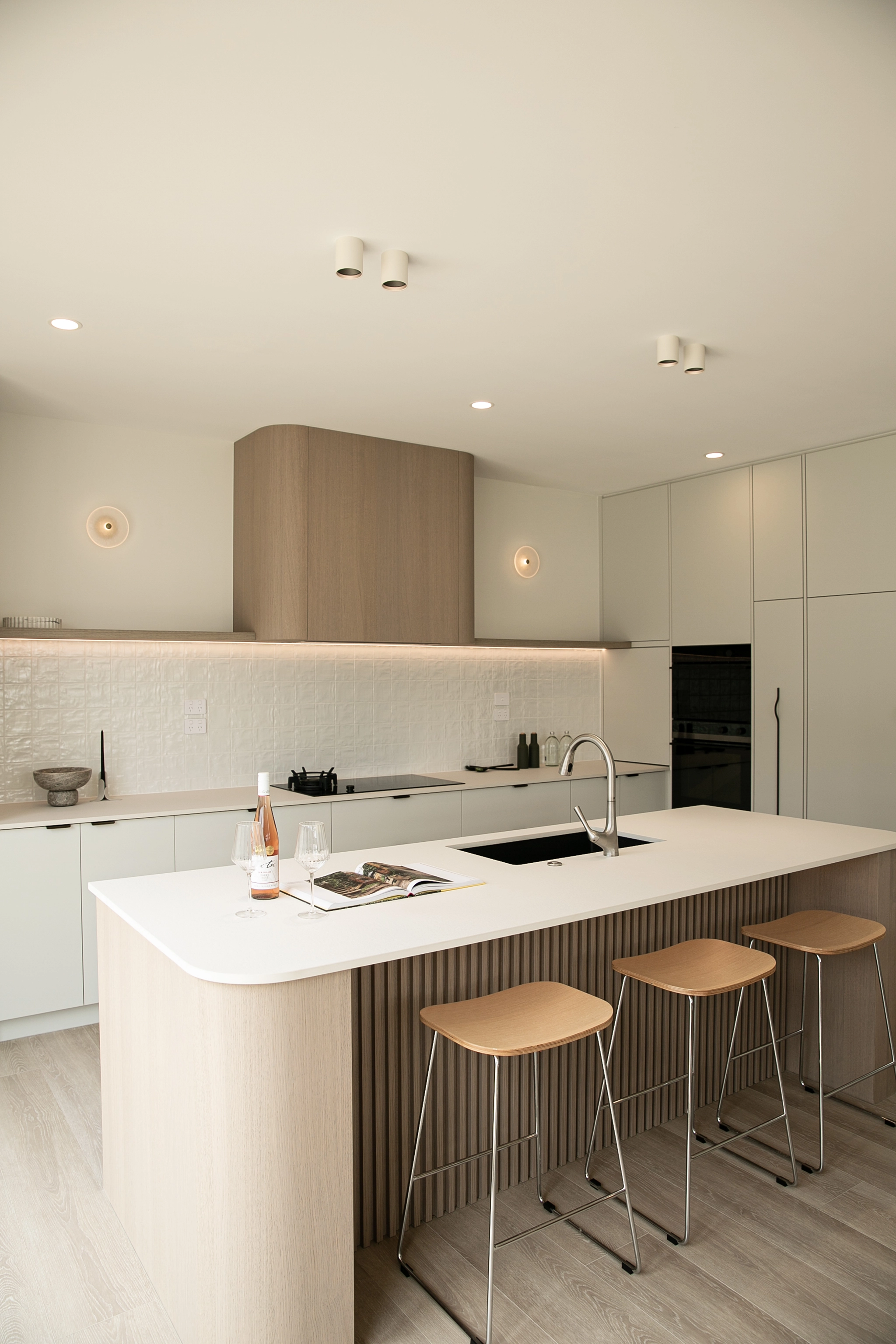 Custom kitchen cabinetry in Desert Oak Shinnoki veneer