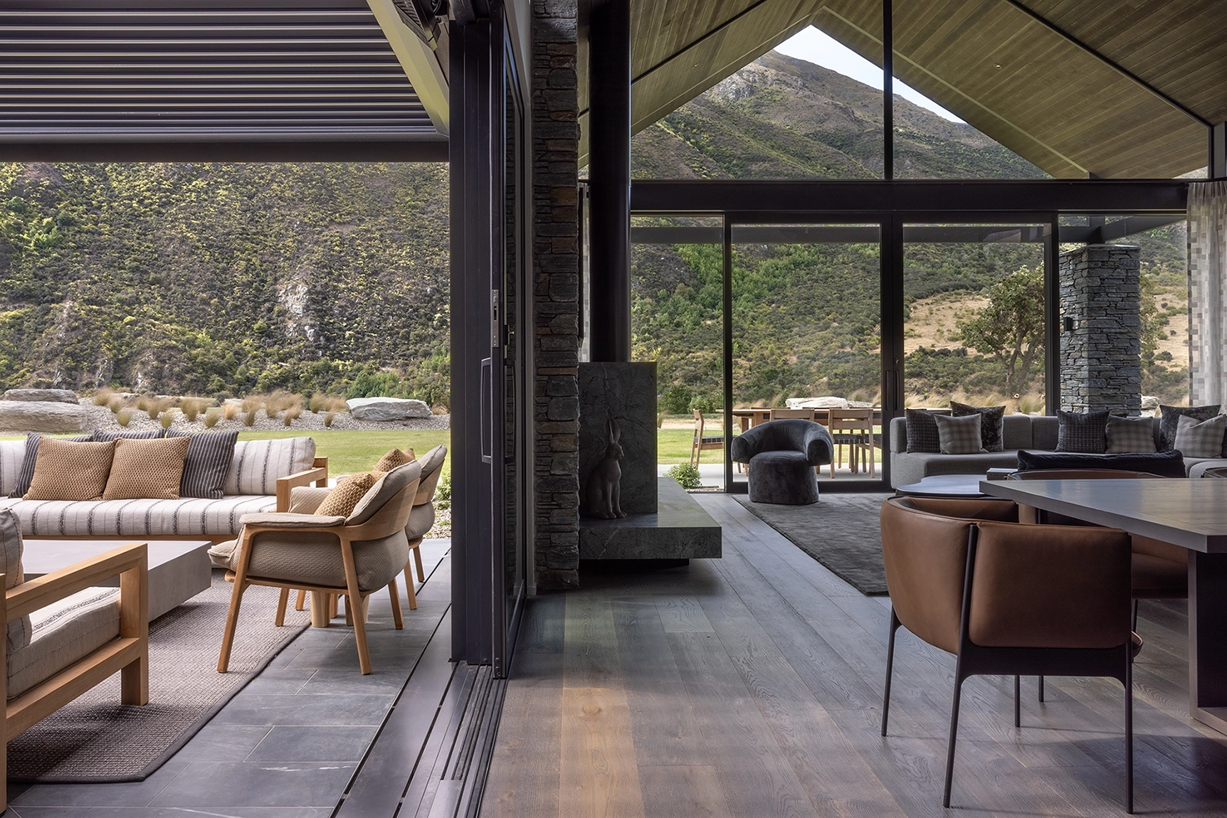 Luxury home featuring bespoke timber flooring and mountain views