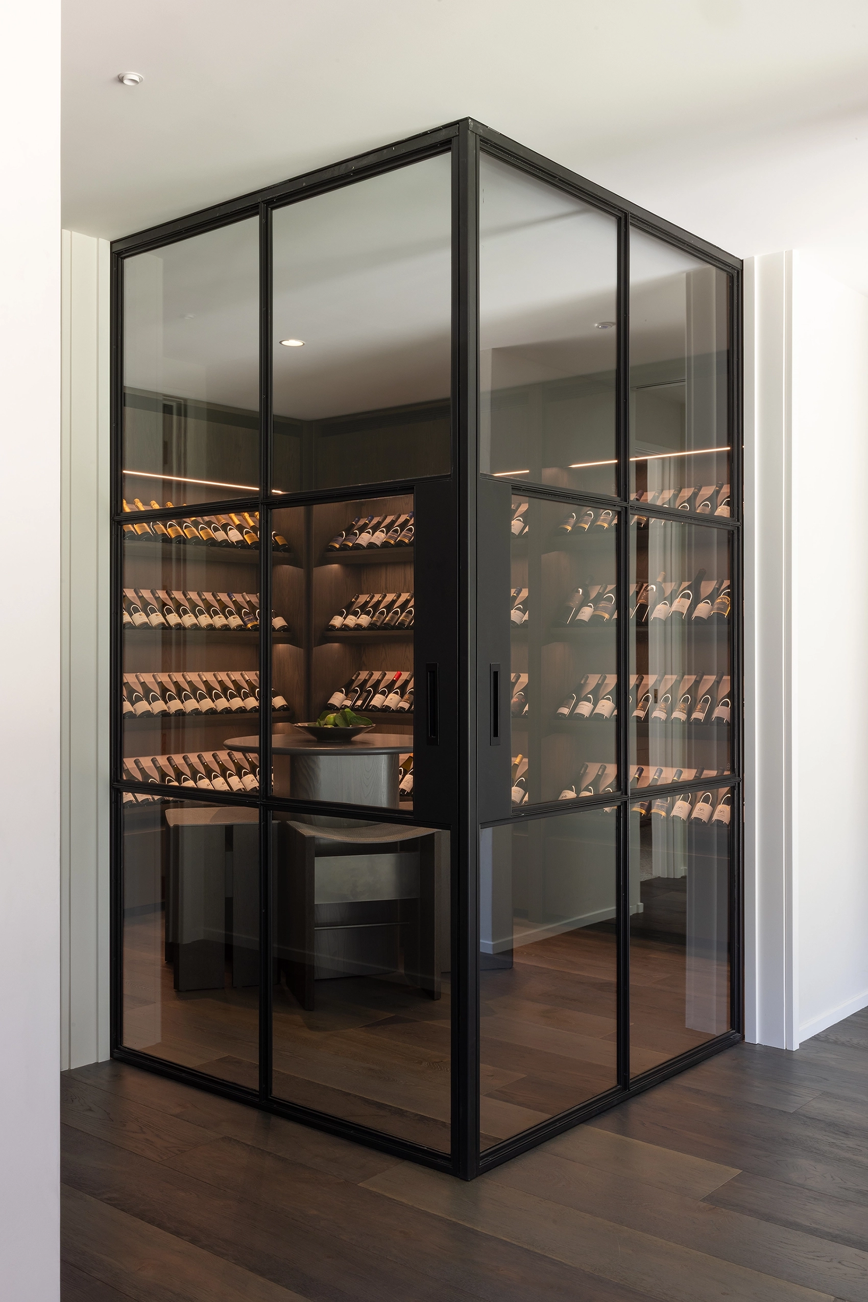 bespoke timber flooring in home wine cellar